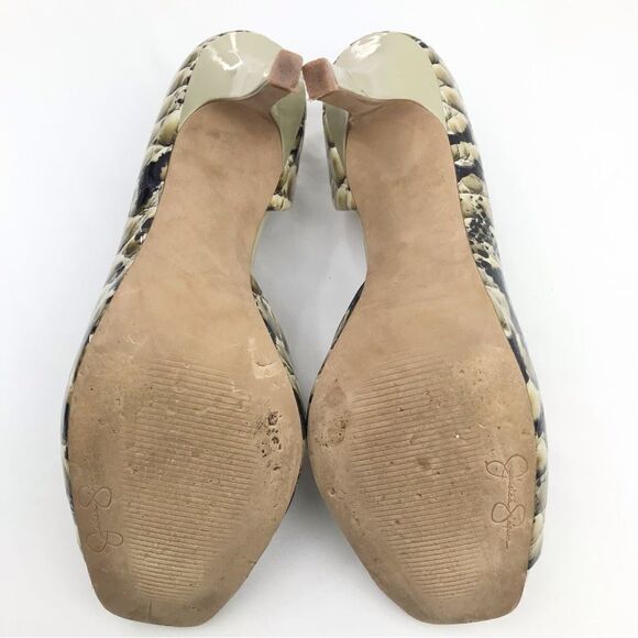 Jessica Simpson JOSETTE Green Reptile Print Leather Open Toe Pimp Heels - Picture 13 of 16